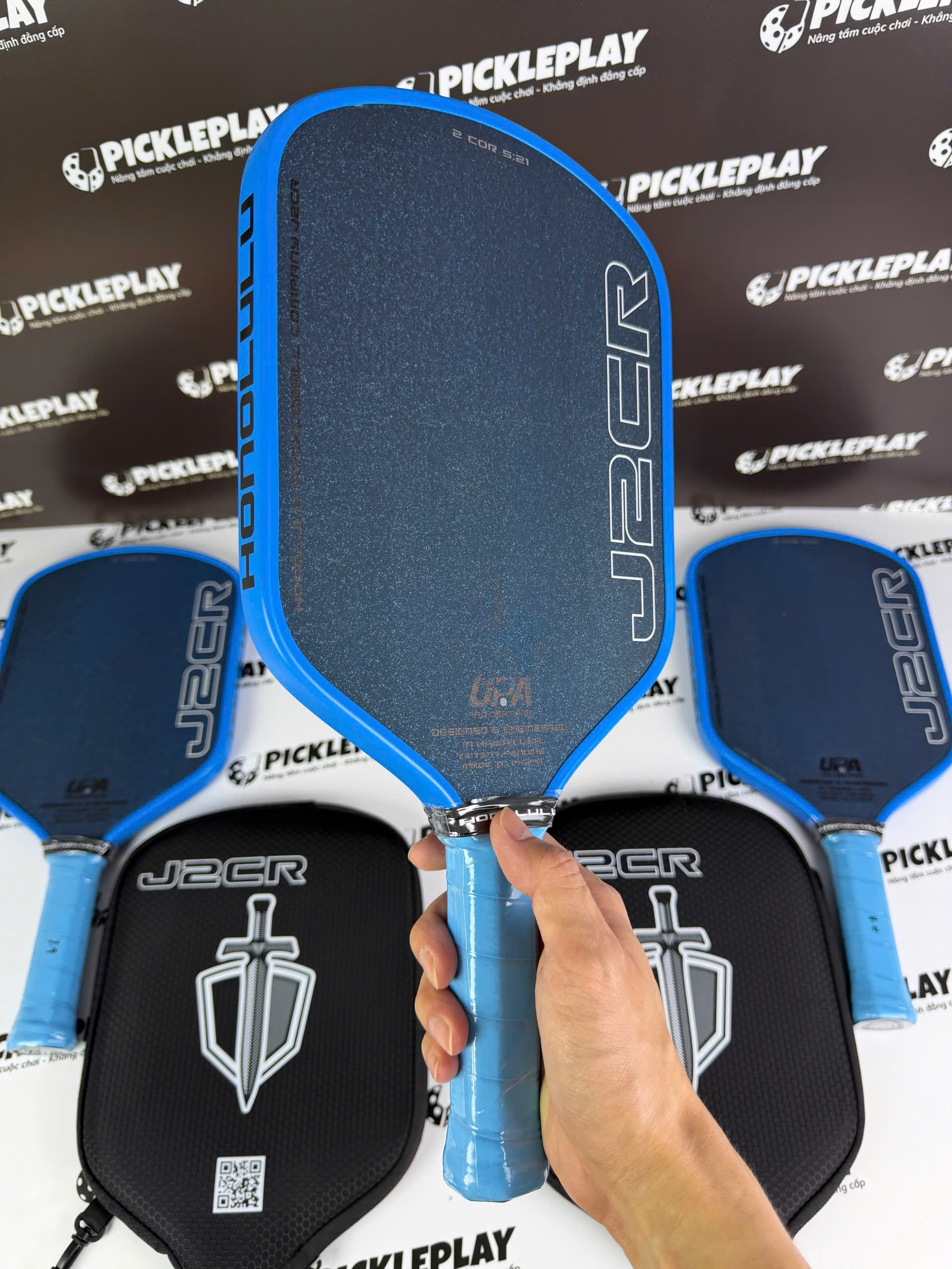 Vợt Pickleball Honolulu SWORD & SHIELD J2CR Crystal Blue