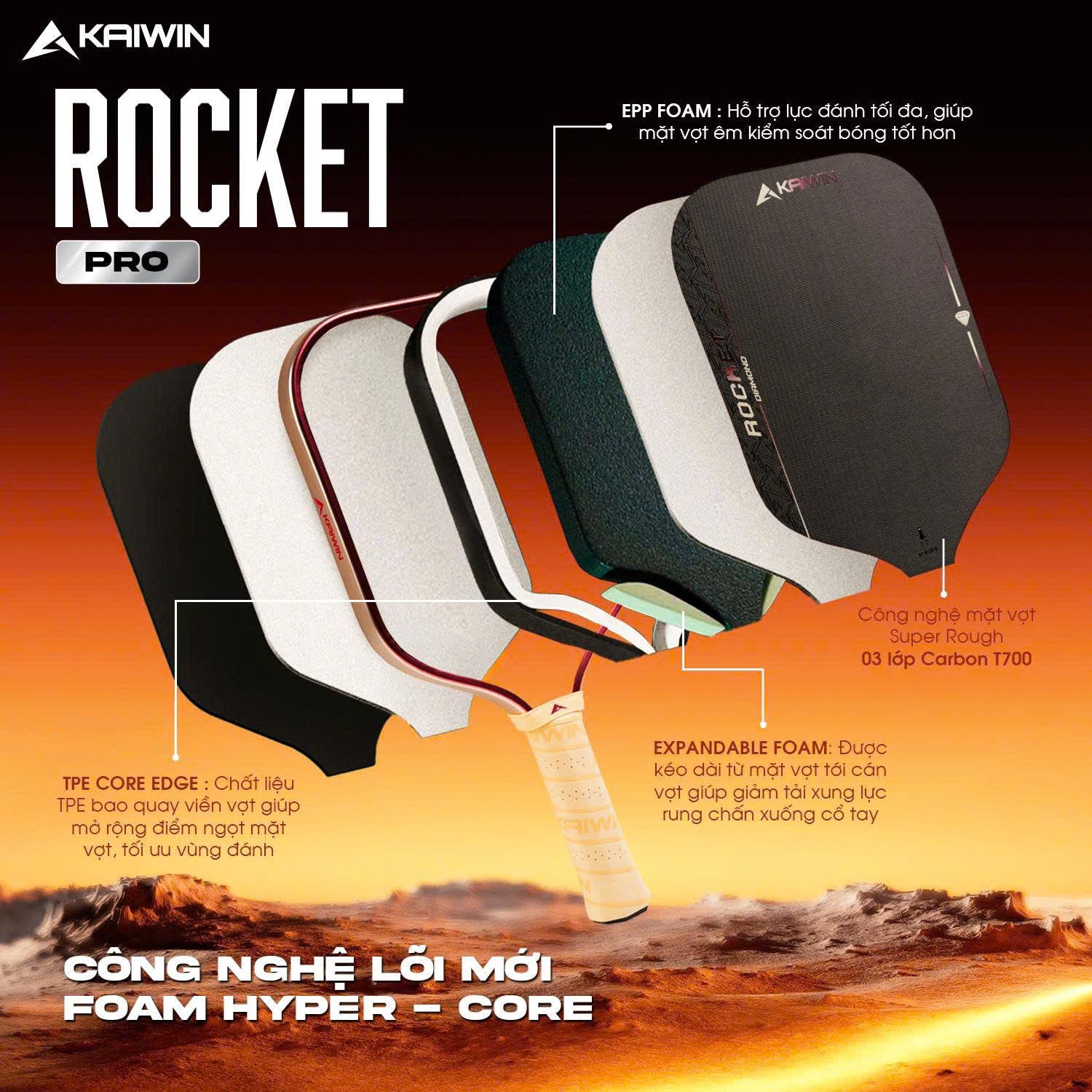 Vợt Pickleball Kaiwin Diamond Rocket Pro