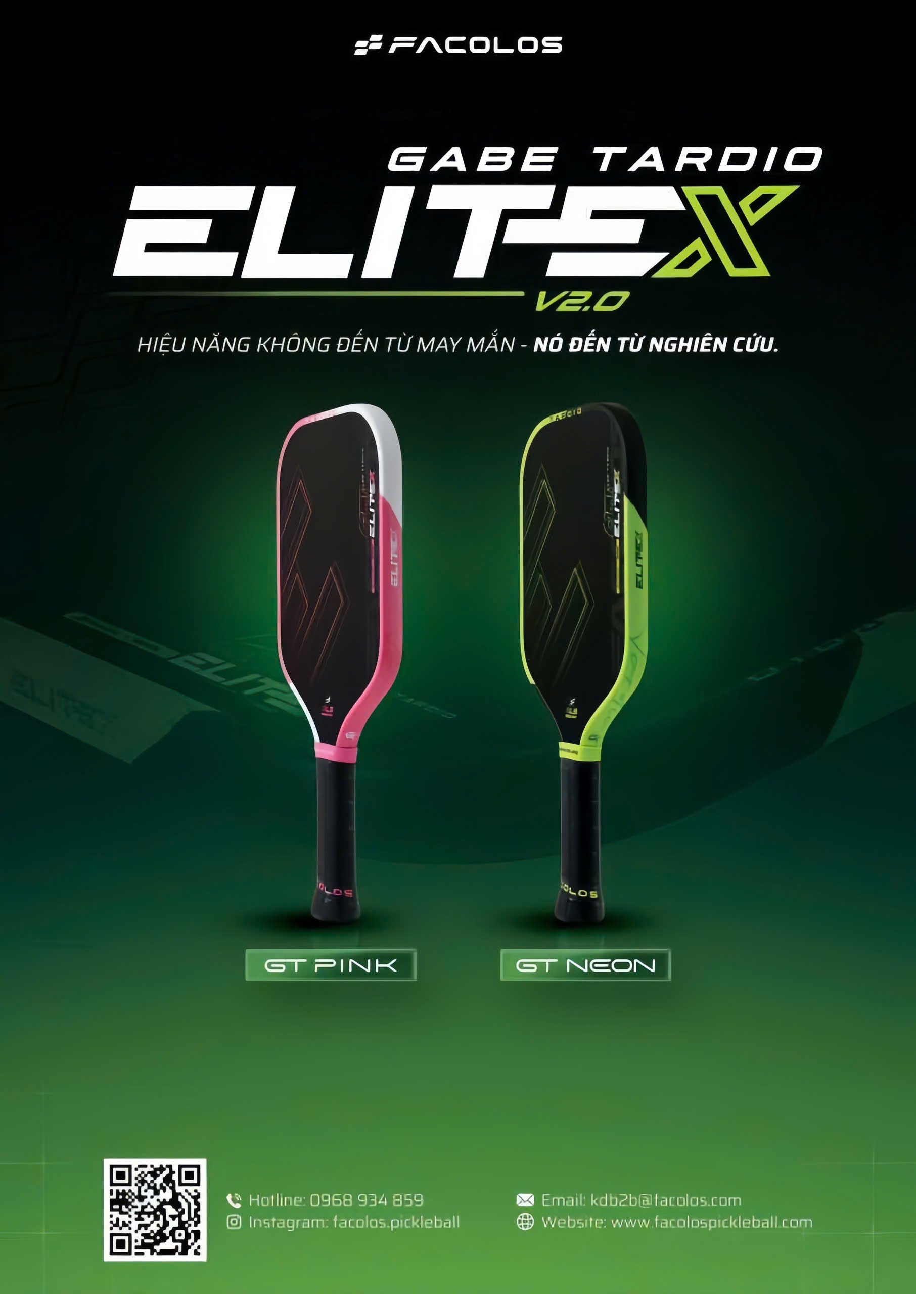 Facolos EliteX 2.0 Gabe Tardio Edition Pickleball Paddle — Carbon